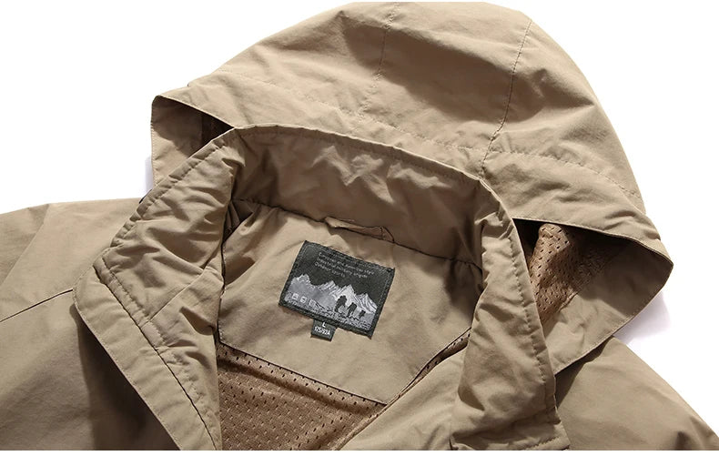 Outdoor Men's Hiking Jackets Hooded Waterproof Windbreaker Winter Coat 2022 Casual Jacket Tactics Military Cloak Techwear