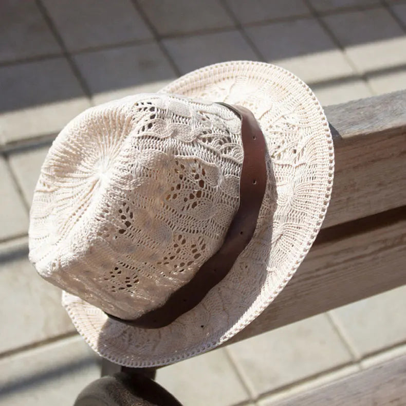 Hats for Women Female Hat Women's Girls Fedora Knitted Chapeu Feminino Autumn Summer Leather Buckle Sun Cap Fashion Jazz