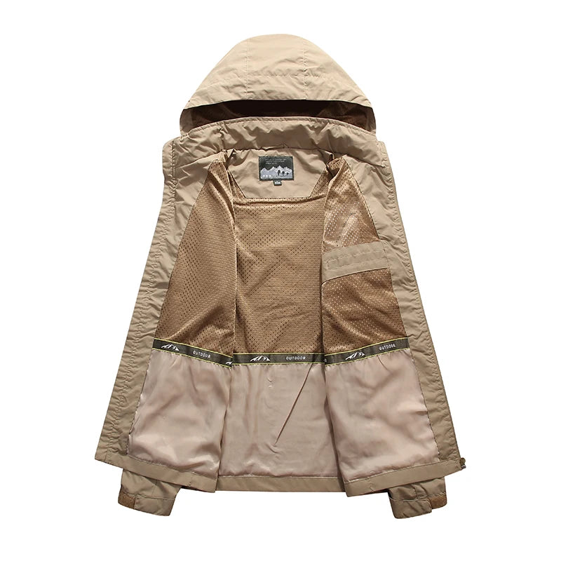 Outdoor Men's Hiking Jackets Hooded Waterproof Windbreaker Winter Coat 2022 Casual Jacket Tactics Military Cloak Techwear
