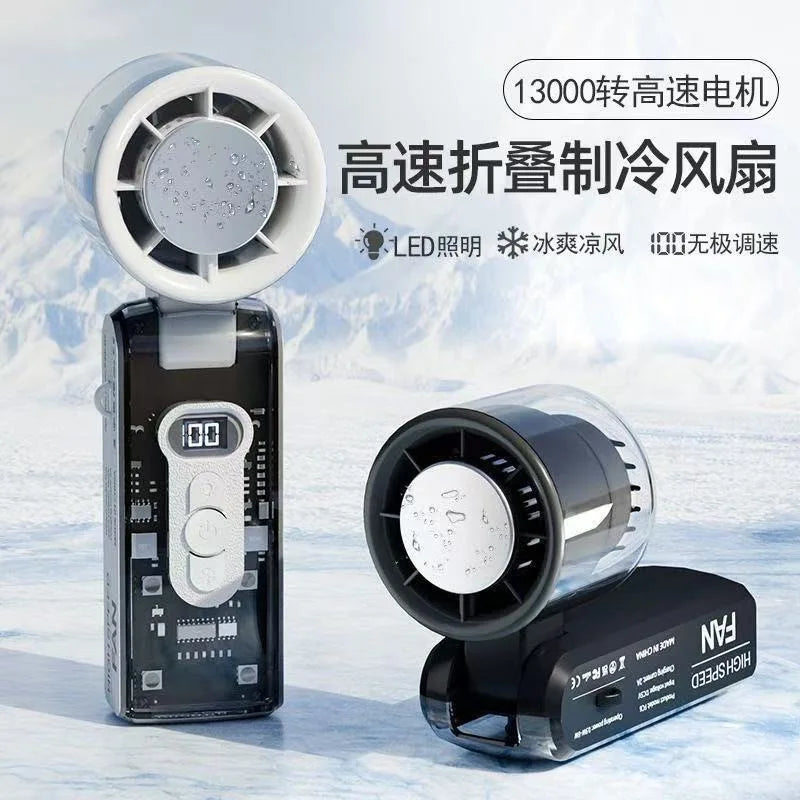 HOMEFISH Handheld High-Speed Cooling Fan Outdoor Transparent Mecha Fan USB Mini Desktop Turbine Ice Home Appliances Fan