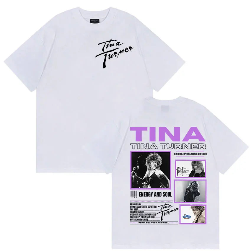 Rapper Tina Turner Tour Graphic T Shirt Men Vintage High Quality Fashion T-shirts Hip-hop Clothing Oversized T-shirt