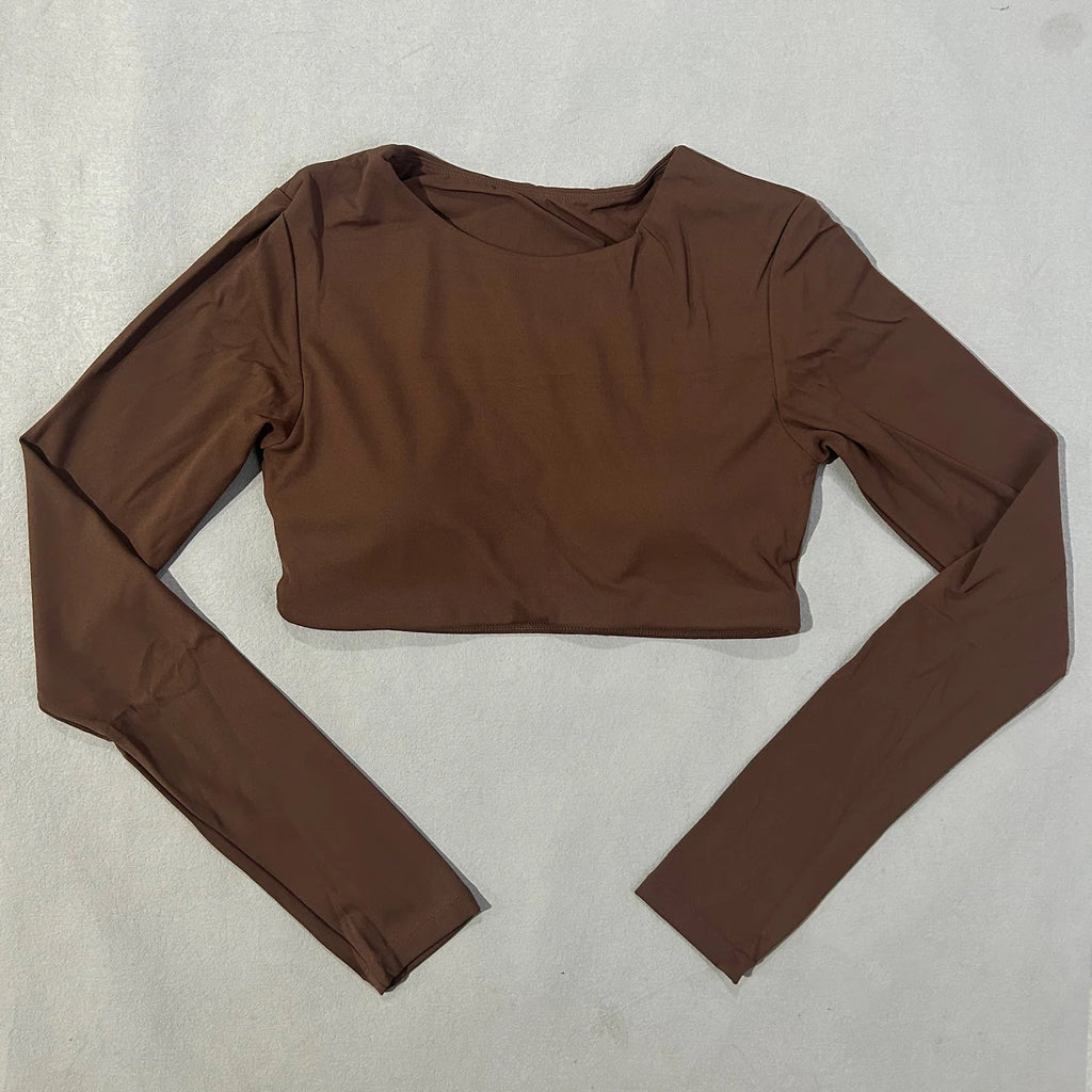 Yoga Shirts For Women Long Sleeve With Padded Fitness Running Gym Clothes Workout Dry Fit Breathable High Elastic Sports Top