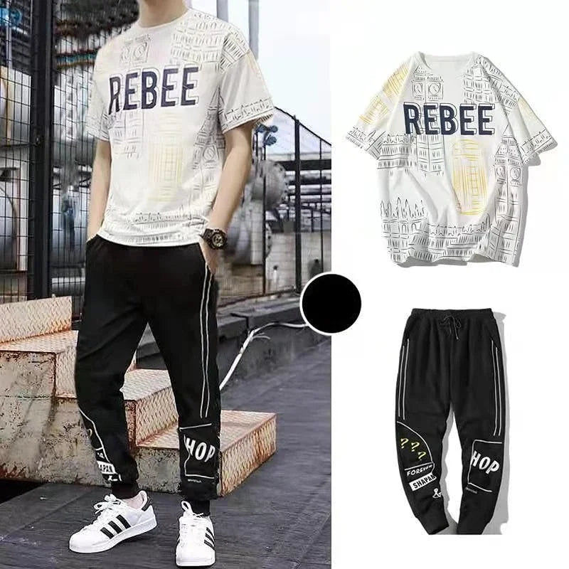 Pants Sets Graphic Clothes for Men Print Top Sportswear Tracksuit Alphabet Male T Shirt Jogging Sports Suits 2025 Trend Chic S