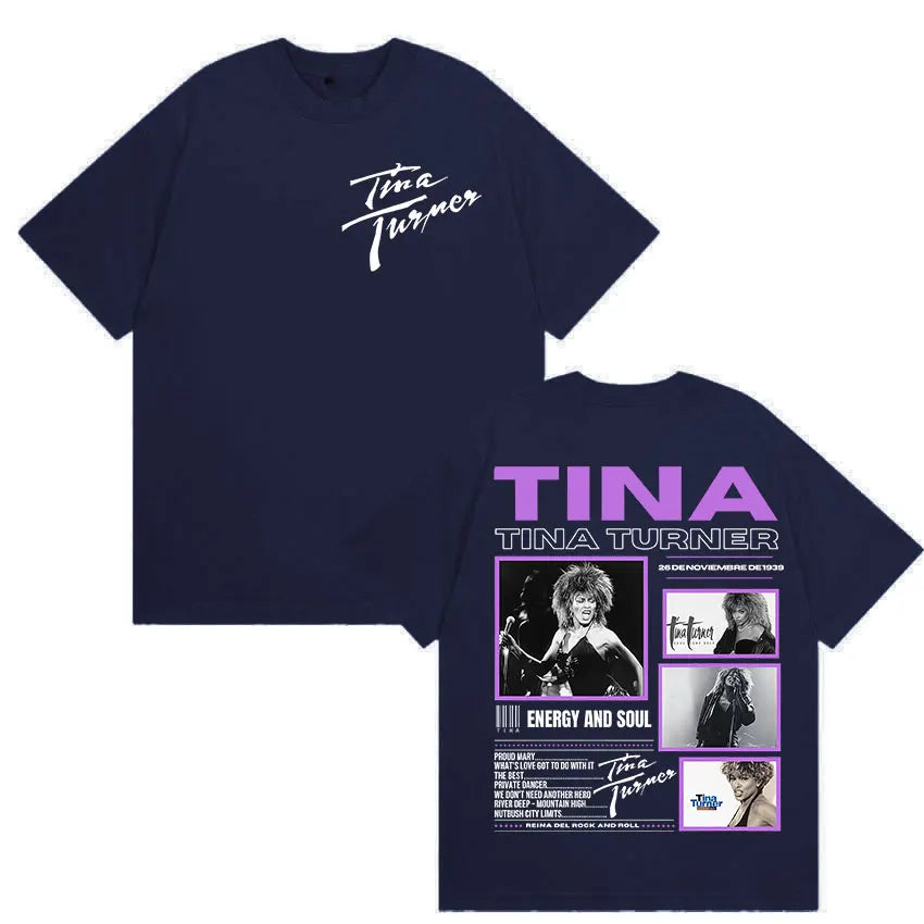 Rapper Tina Turner Tour Graphic T Shirt Men Vintage High Quality Fashion T-shirts Hip-hop Clothing Oversized T-shirt