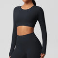 Yoga Shirts For Women Long Sleeve With Padded Fitness Running Gym Clothes Workout Dry Fit Breathable High Elastic Sports Top