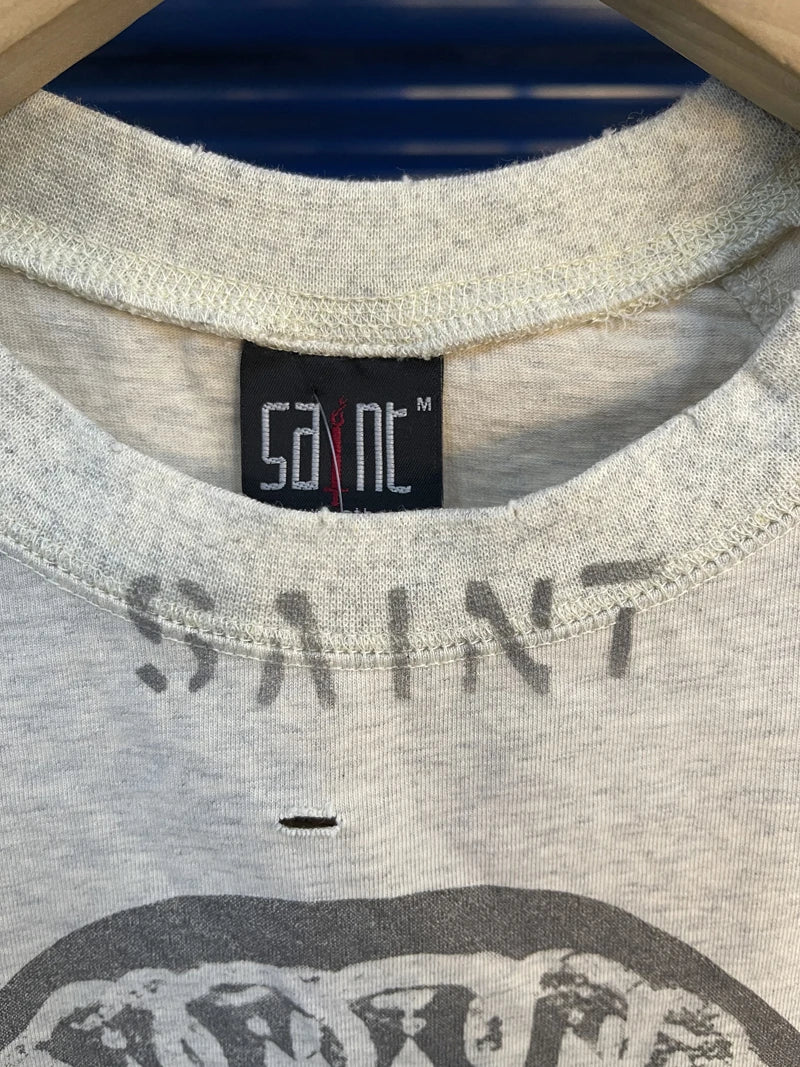 SAINT T Shirts High Quality Printed Streetwear Vintage Tee Loose Oversize Tops Summer Cotton T Shirt Men Women