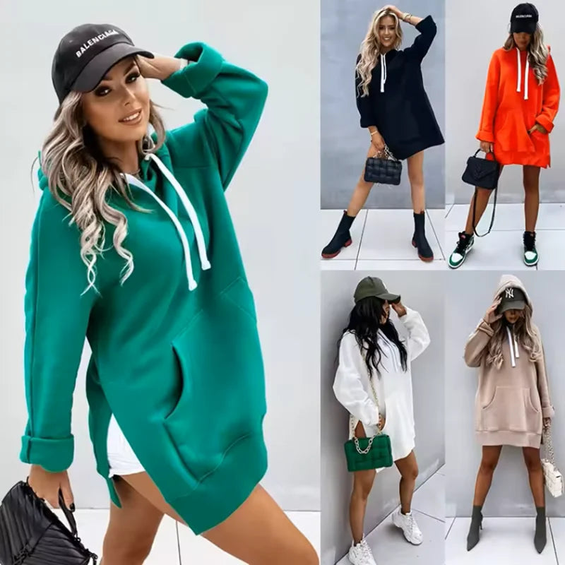 Hoodie Leisure Pocket Motion Solid Color Spring Women Hoodies Long Sleeve Sweatshirt Female Autumn New Fashion Casual CYXX384