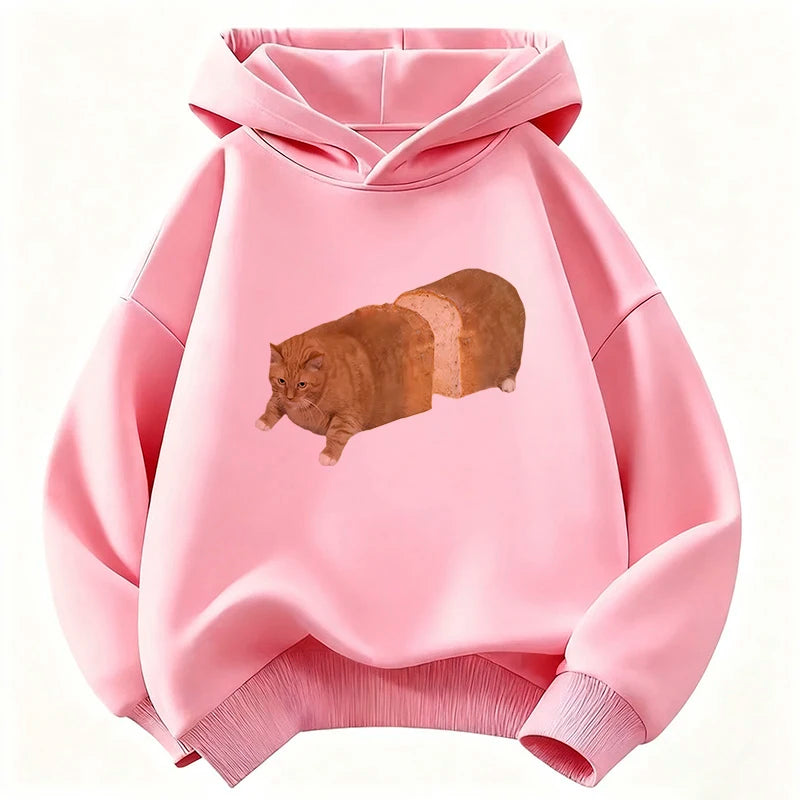 Hoodie Fat Bread Cat Design Children's Sweatshirt Cute Hoody for Boys Girls Casual Hoodies Spring Y2k Hoodies