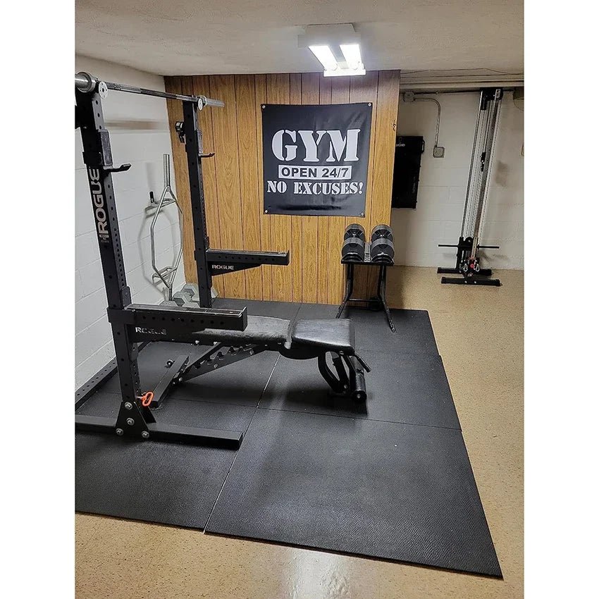 GYM Open 24/7 No Excuses Flag 3X3 FT Motivational Home Gym Tapestry For Decor Bedroom Room Dorm Wall With Four Brass Grommets