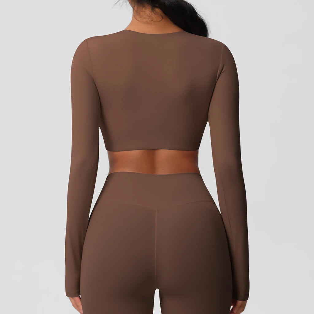 Yoga Shirts For Women Long Sleeve With Padded Fitness Running Gym Clothes Workout Dry Fit Breathable High Elastic Sports Top