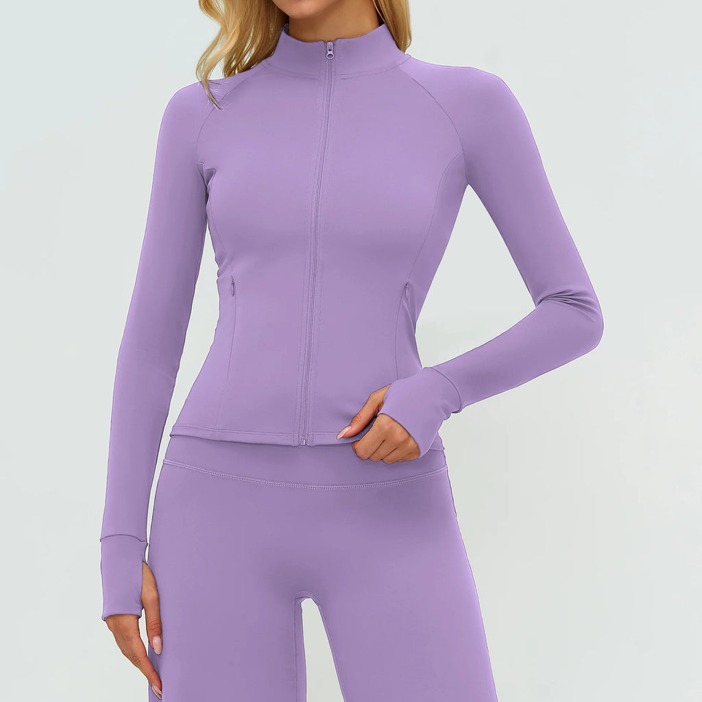 Women's Yoga Shirts Gym Workout Tops Sports Long Sleeve Fitness Zipper Coats Female Quick Dry Outdoor Sports Jacket Gym Clothes