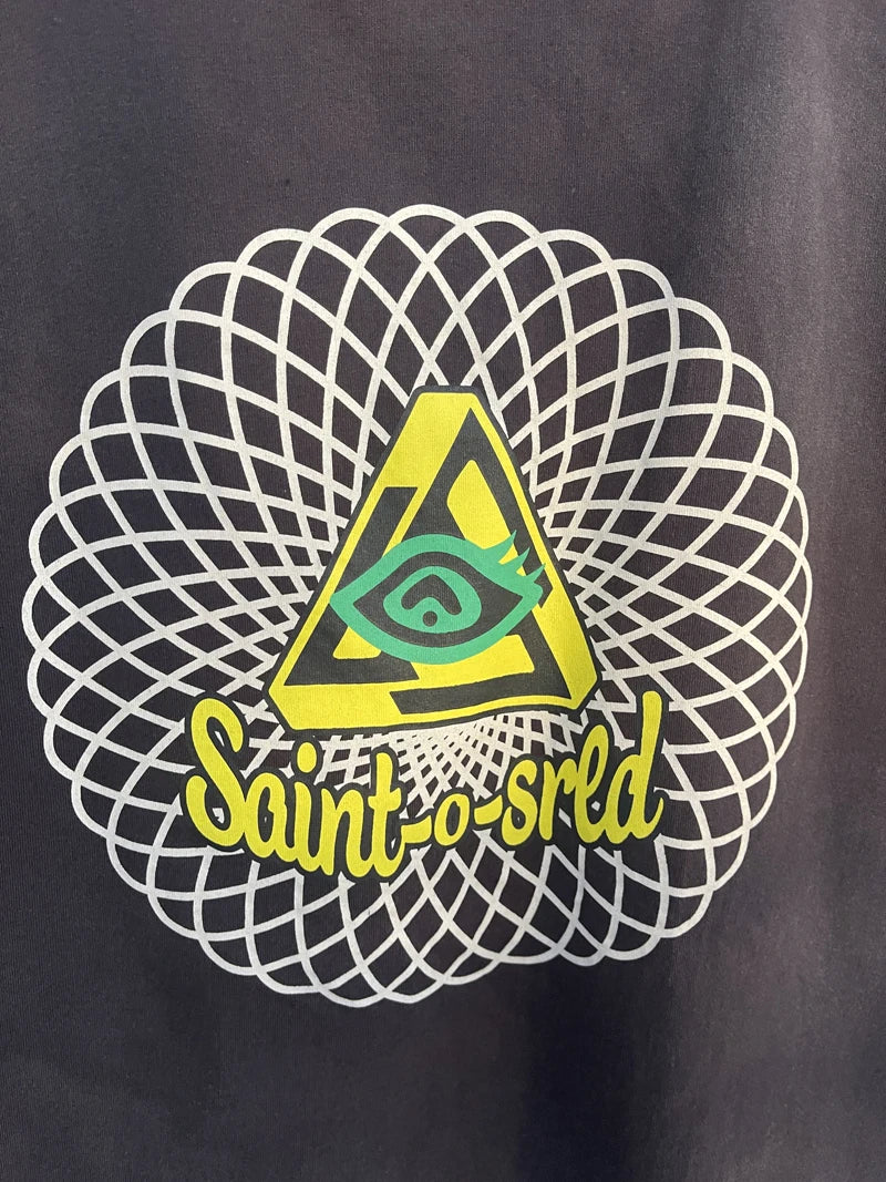 SAINT T Shirts High Quality Printed Streetwear Vintage Tee Loose Oversize Tops Summer Cotton T Shirt Men Women