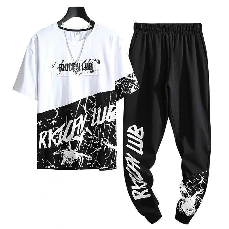 Pants Sets Graphic Clothes for Men Print Top Sportswear Tracksuit Alphabet Male T Shirt Jogging Sports Suits 2025 Trend Chic S