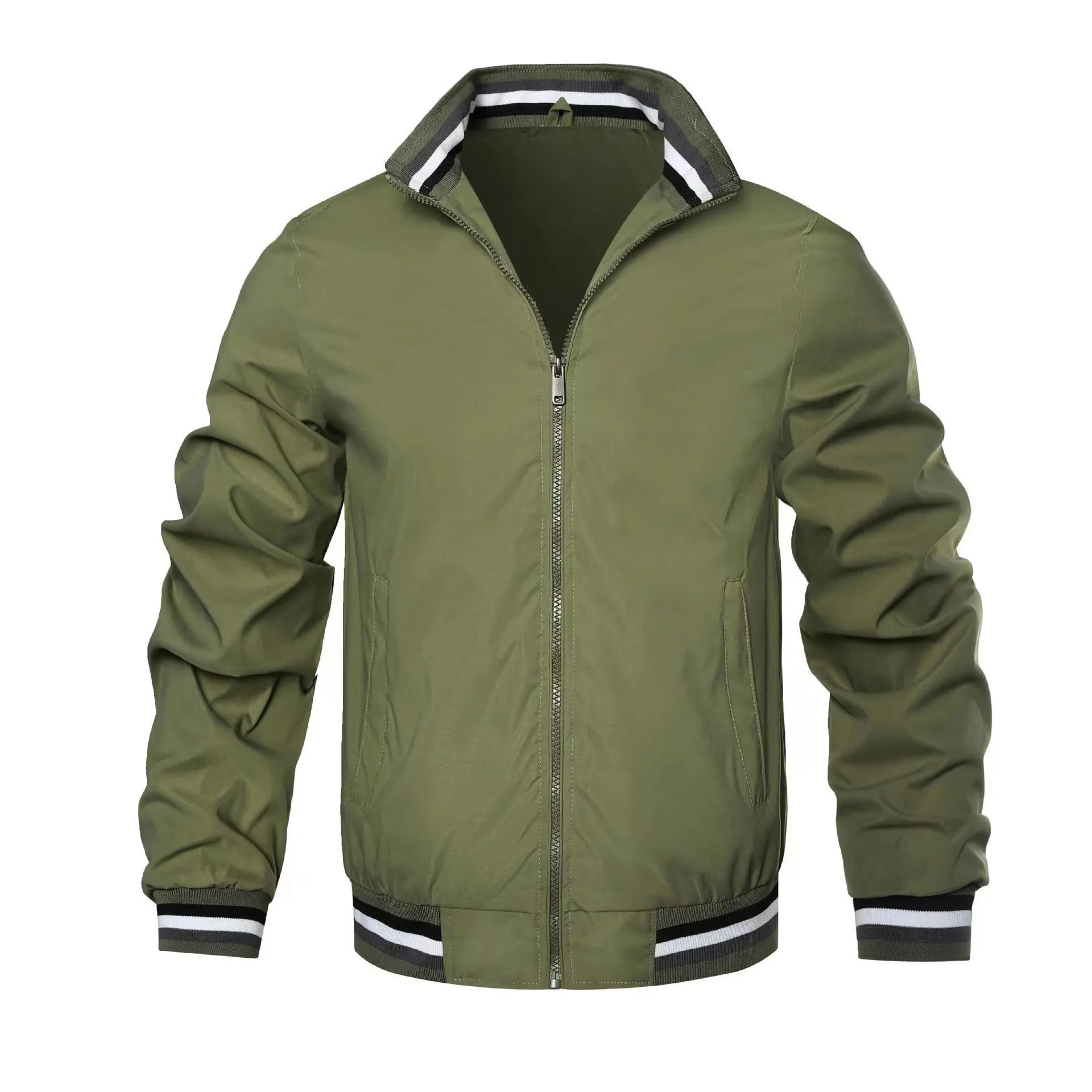 Casual Jackets for Men's Standing Collars for Spring and Autumn All-match Sports Solid Color Jackets for Cross-border Foreign