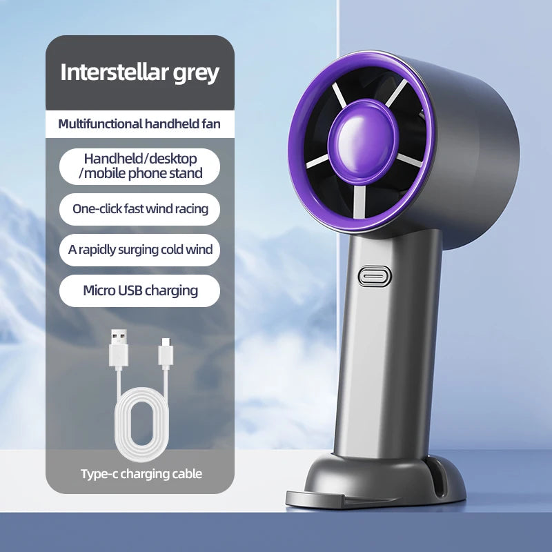 Mini Handheld Fan With Power Display 100 Wind Speeds  Personal Highspeed Fan Rechargeable Mute Handheld Fan Air Calculating Fan
