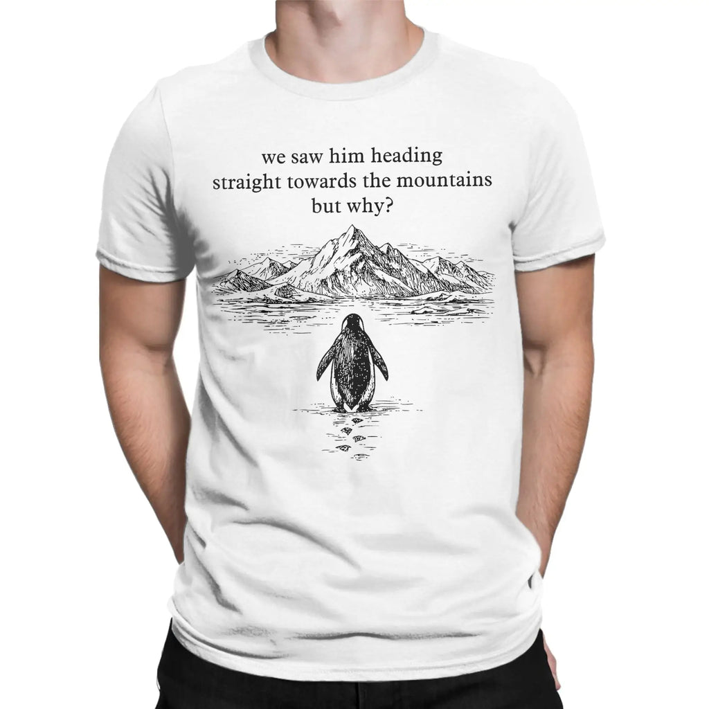 Nihilist Penguin But Why T-Shirts for Men  Casual Cotton Tee Shirt Round Collar Short Sleeve T Shirt Printing Clothing