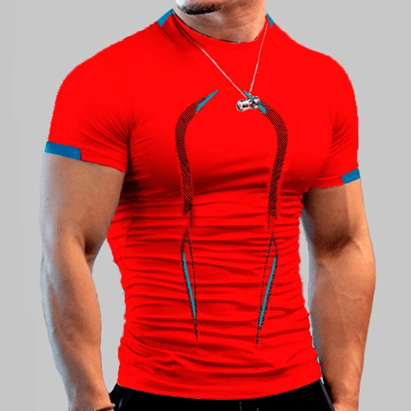 Stylish Gym Workout Compression Shirts for Men Athletic Quick Dry Tshirt Tees Running Undershirts Summer Short Sleeve Rash Guard