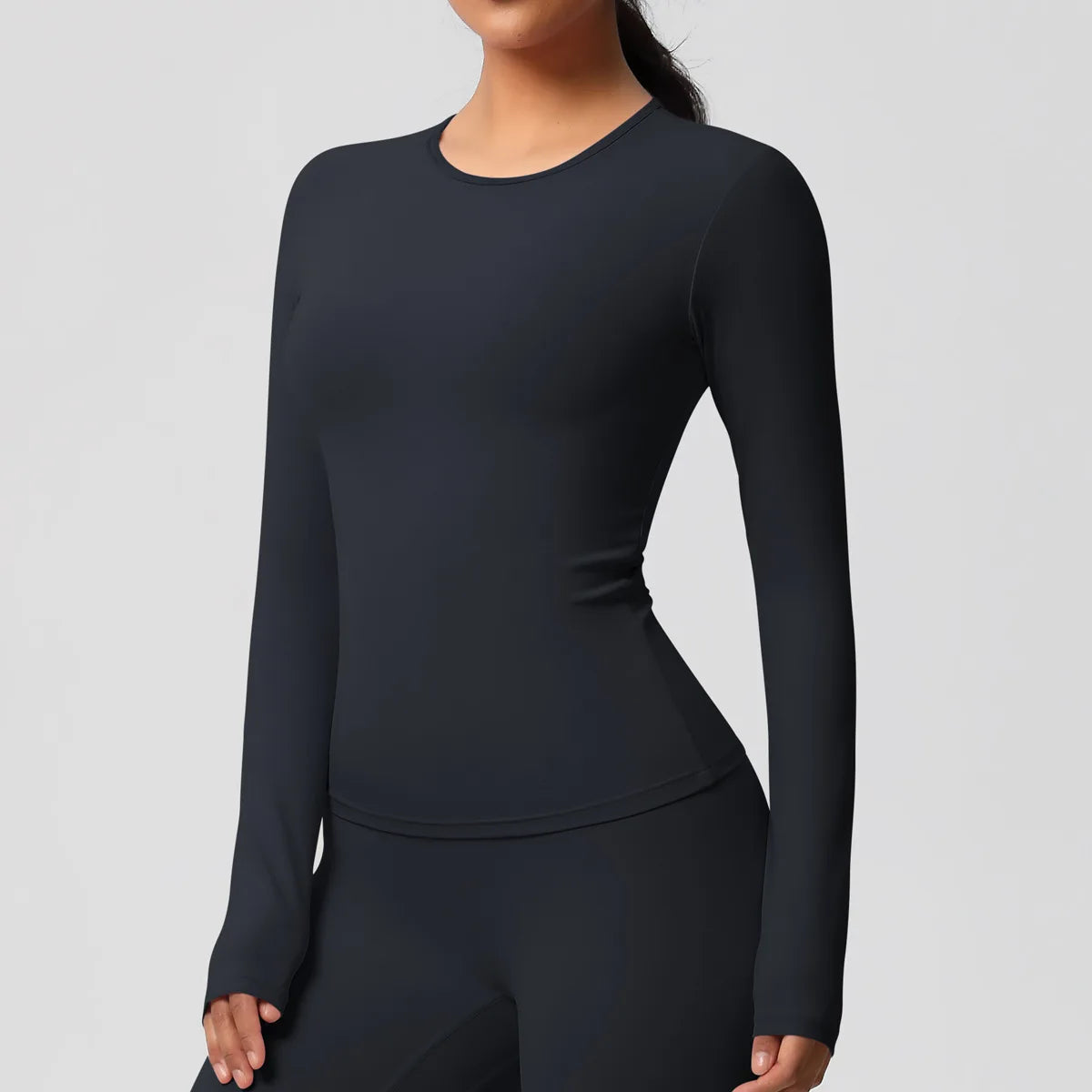 Women Yoga Shirts Long Sleeve Gym Sports Top Workout Running T-Shirts Exposed Navel Quick Dry Slim Fit Crop Top Women Tracksuits