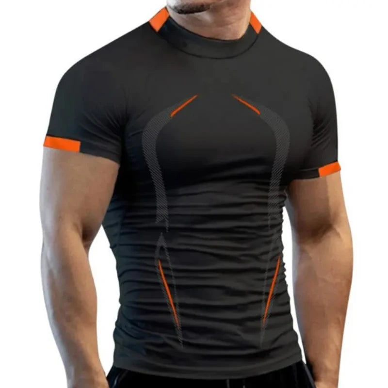 Stylish Gym Workout Compression Shirts for Men Athletic Quick Dry Tshirt Tees Running Undershirts Summer Short Sleeve Rash Guard
