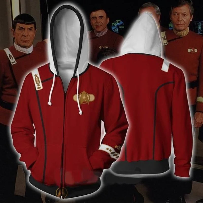 Hoodie for Adult Men The Wrath of Khan Sweatshirts Zip Up 3D Print Coat Jacket Cardigan Adult Outwear Pullover Halloween Costume