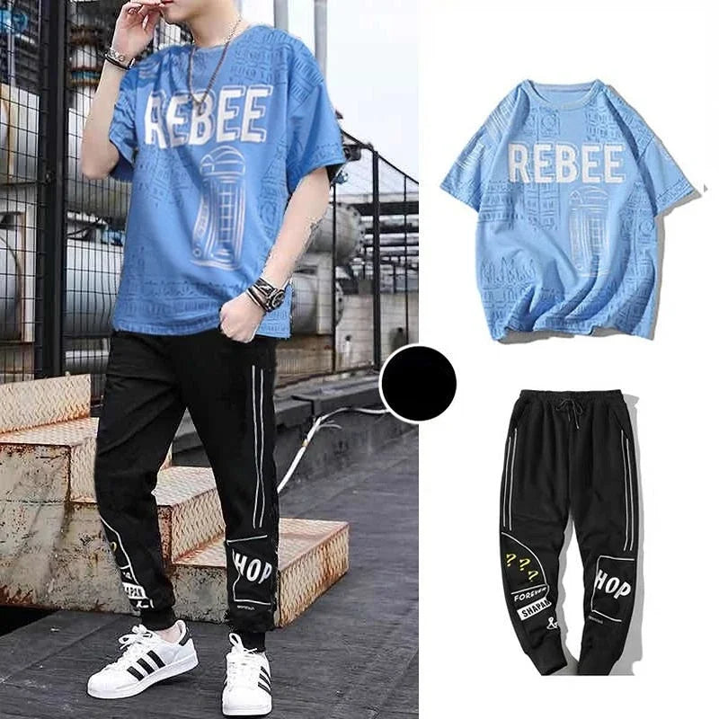 Pants Sets Graphic Clothes for Men Print Top Sportswear Tracksuit Alphabet Male T Shirt Jogging Sports Suits 2025 Trend Chic S