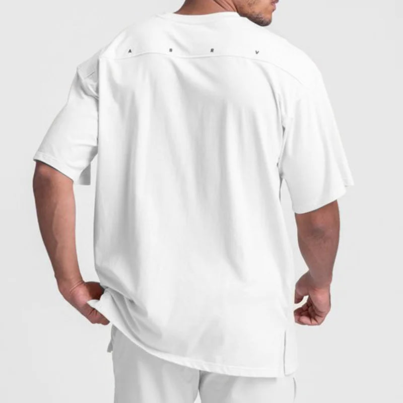 Men's Gym T-Shirt Quick Dry Breathable Splicing Patchwork Slim Fit Techwear Bodybuilding Fitness Training Sportswear Activewear