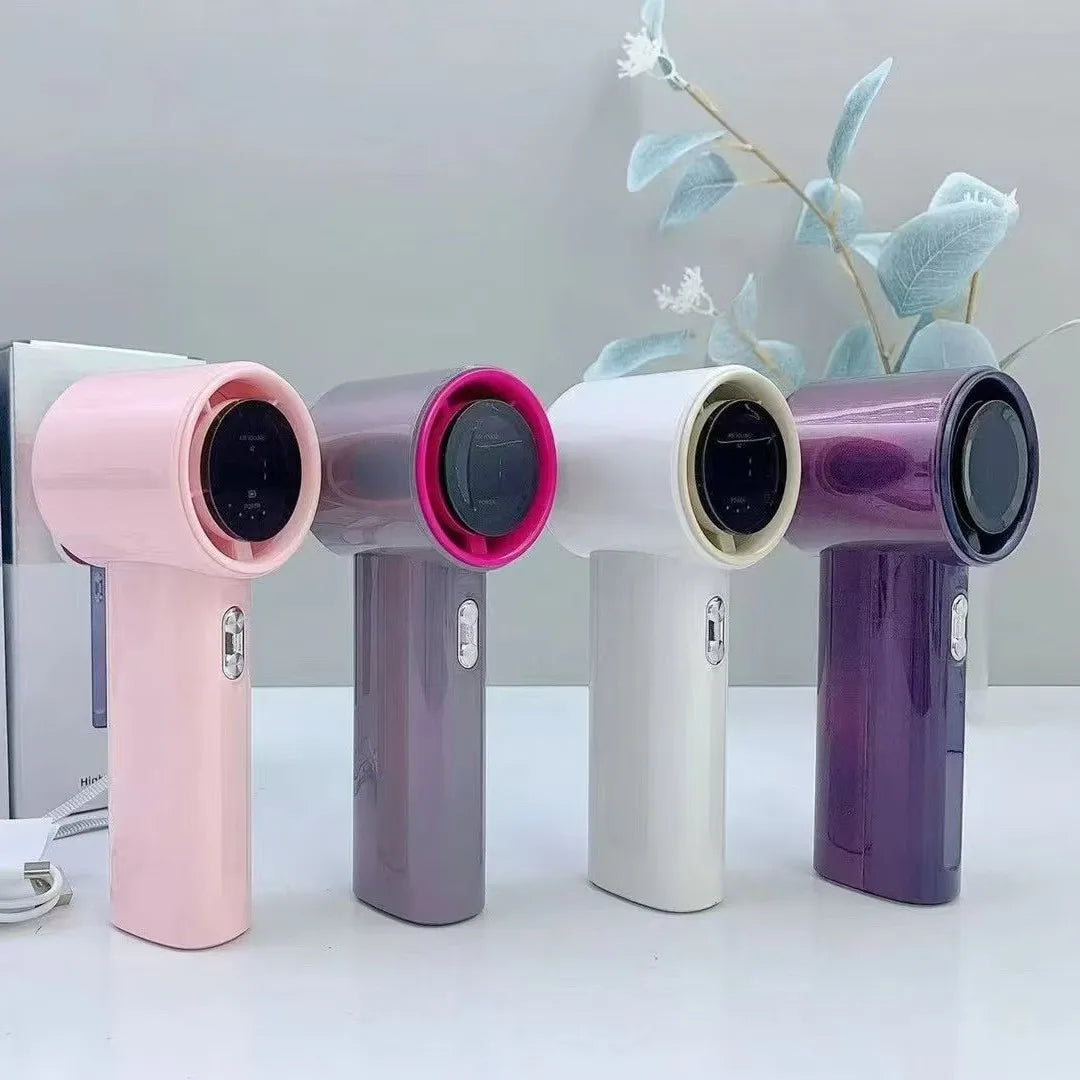 HOMEFISH Handheld High-Speed Fan with 100 Speed Settings, Digital Display, USB Charging, and Compact O