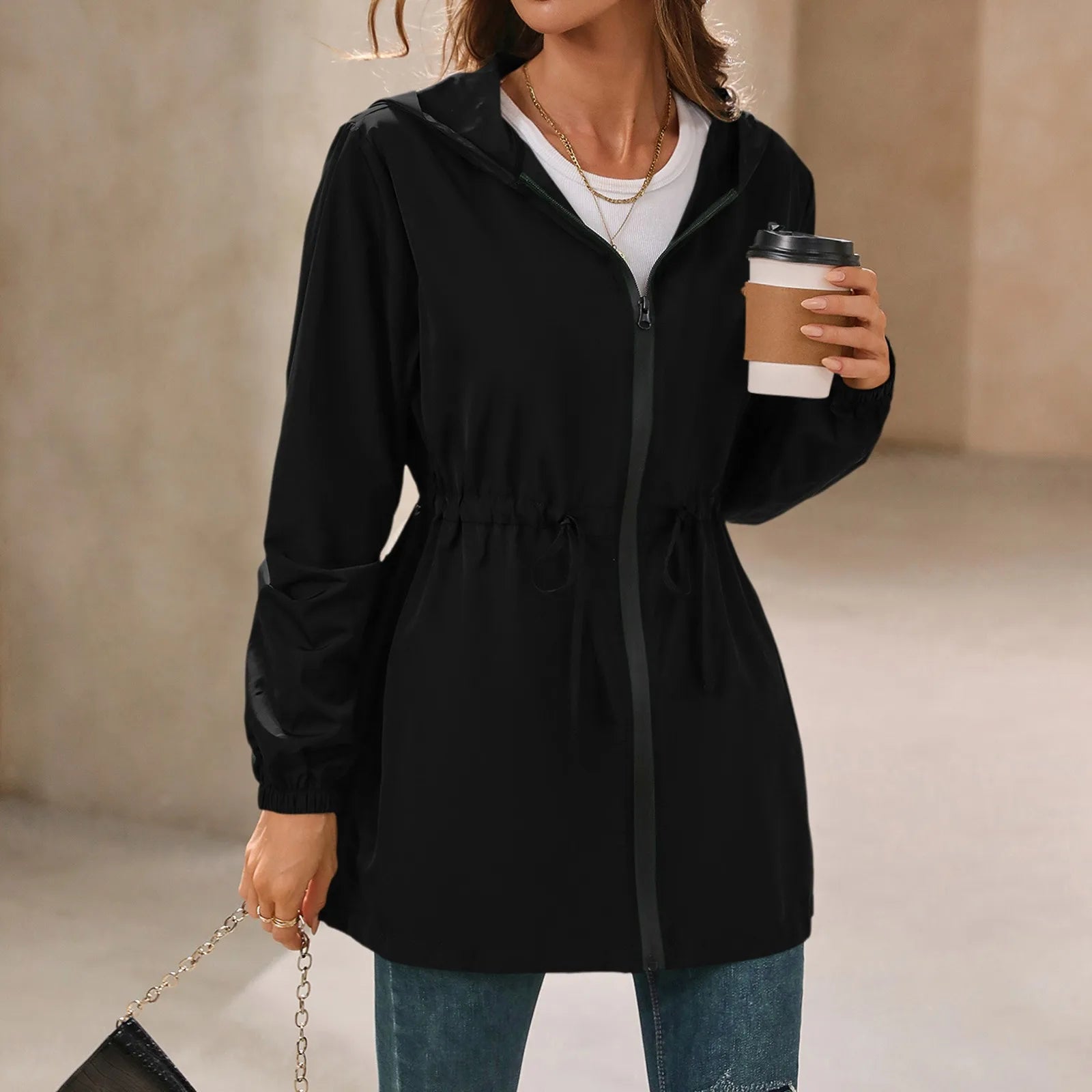 Women'S Jacket Tourism Outdoor Hiking Waterproof Rain Poncho Raincoat Hooded Rain Coat High-Quality Jackets Hiking Clothes