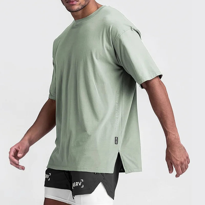 Men's Gym T-Shirt Quick Dry Breathable Splicing Patchwork Slim Fit Techwear Bodybuilding Fitness Training Sportswear Activewear