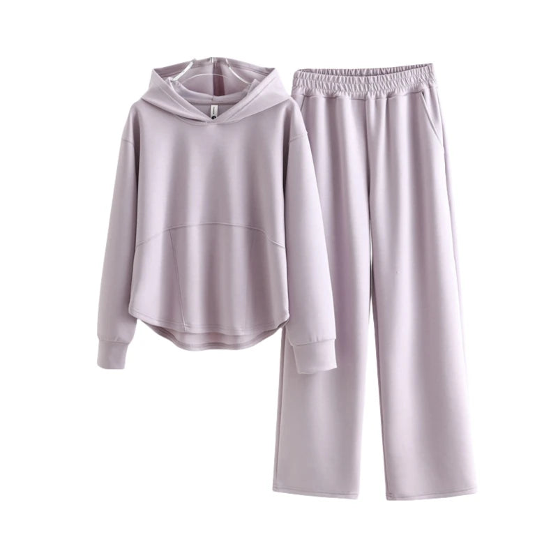 Hoodie Sweatshirt Casual Set 2025 Spring Autumn Women's Loose Slimming Versatile Outerwear Simple Sport Two-piece Set