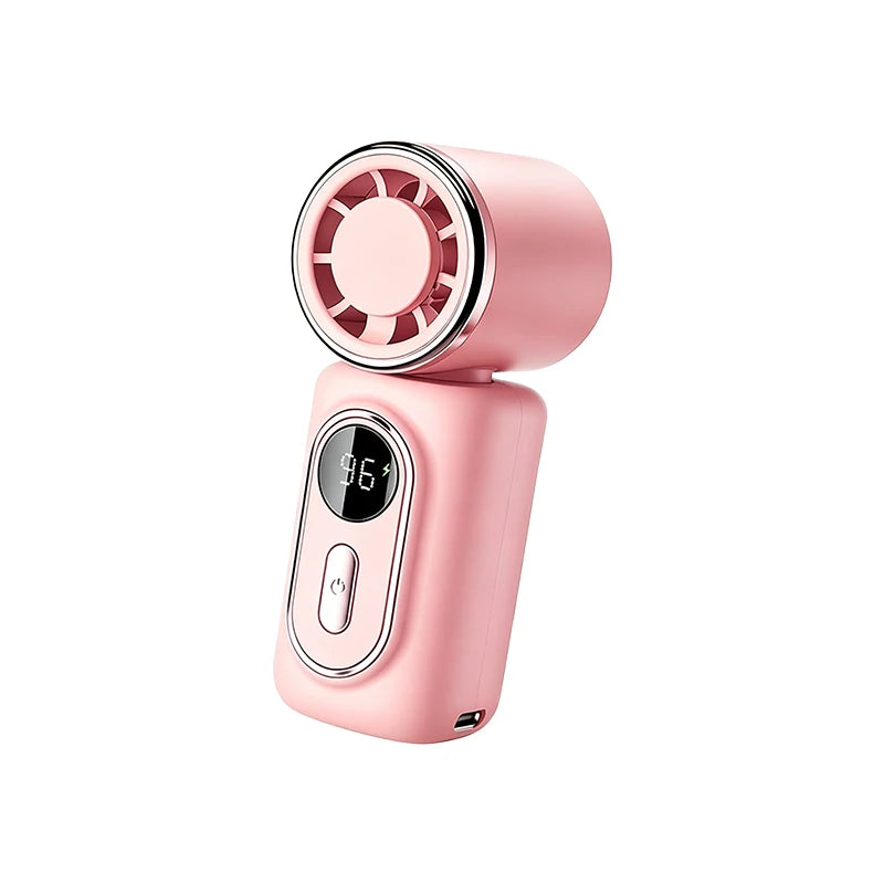 Mini Fan Portable Handheld Small Fan 5 Speeds Cooling Turbo 3000mAh 180° Adjustable Clip LED Display Type-C Rechargeable Fans