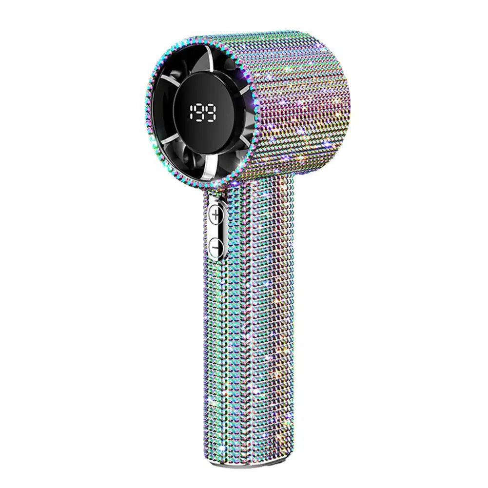New Diamond Handheld Small Fan 199 gears adjustment Portable Handheld Turbo Fan Luxury Modes Digital Display Electric Fan
