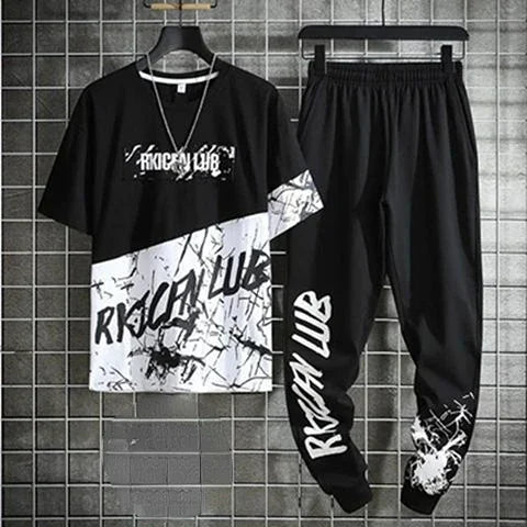 Pants Sets Graphic Clothes for Men Print Top Sportswear Tracksuit Alphabet Male T Shirt Jogging Sports Suits 2025 Trend Chic S