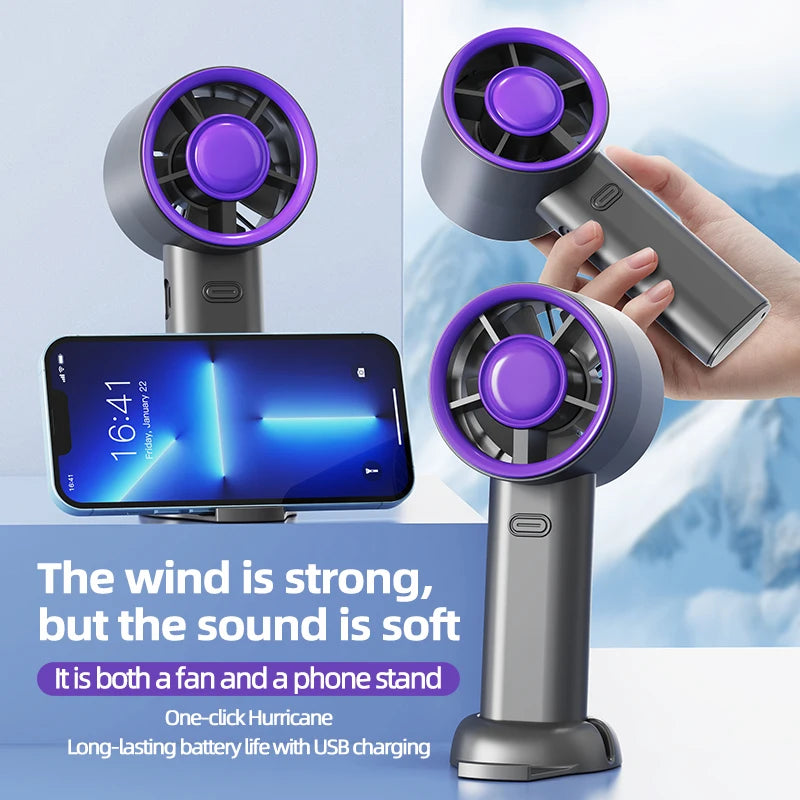 Mini Handheld Fan With Power Display 100 Wind Speeds  Personal Highspeed Fan Rechargeable Mute Handheld Fan Air Calculating Fan