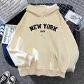 Hoodie Europe and America Sweatshirts for Women New York Letter y2k Autumn Winter   Casual Long Sleeve Pullover with Pockets