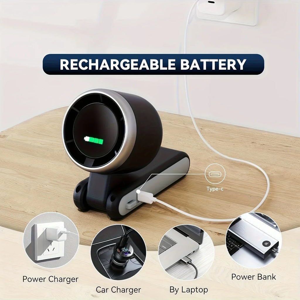 Handheld Fan Portable Foldable USB Rechargeable, Ultra Quiet 5-speed Adjustable, 1200mAh Battery (10 Hours Running Time)