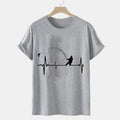 T-shirts for Men Fly Fishing Heartbeat Pulse Print Shirt Funny Short Sleeve T Shirts Summer Tops Tee Mens T Shirt Male Clothes