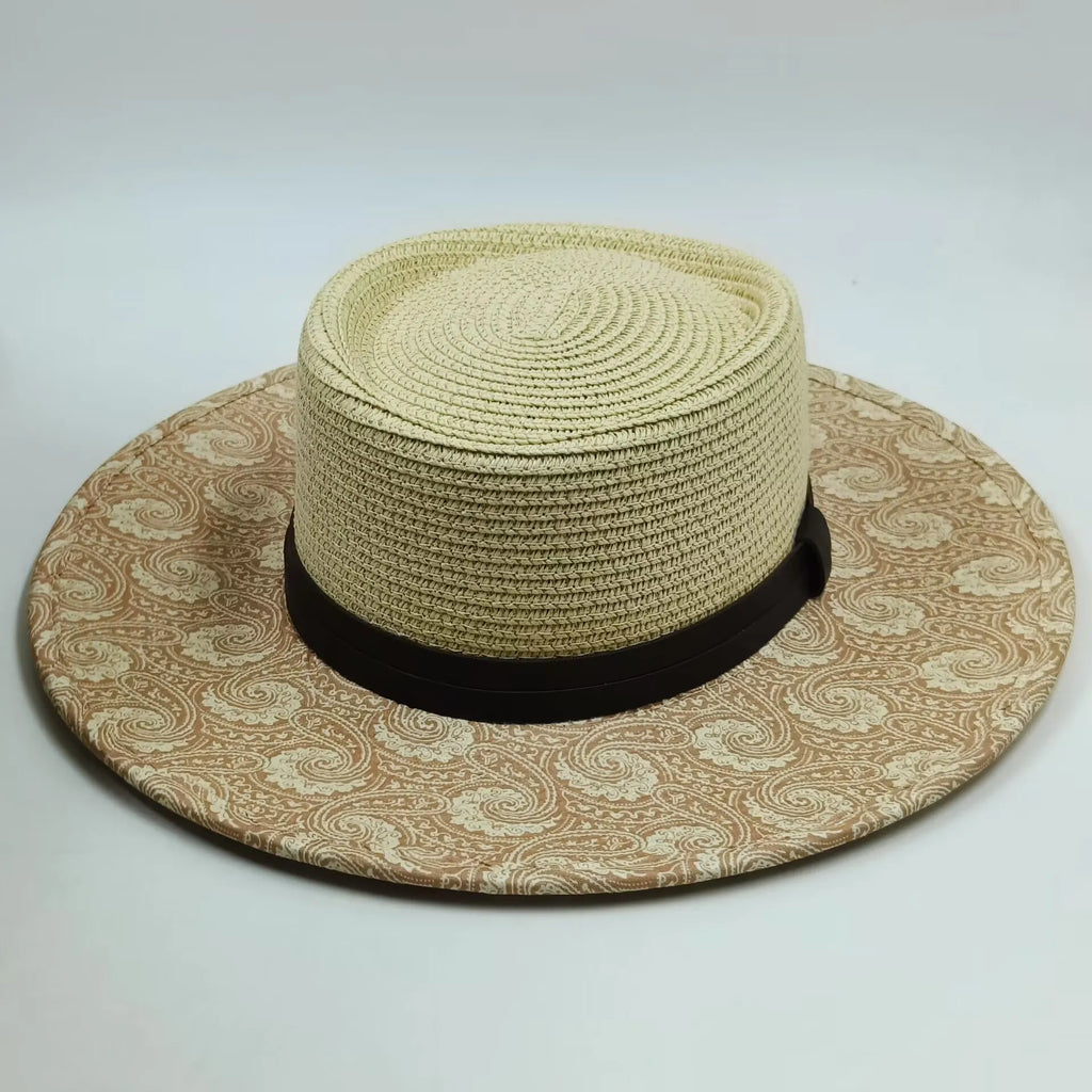 hats beach hat bohemian flat brim hat hand woven straw hat ladies summer vacation travel sun hat