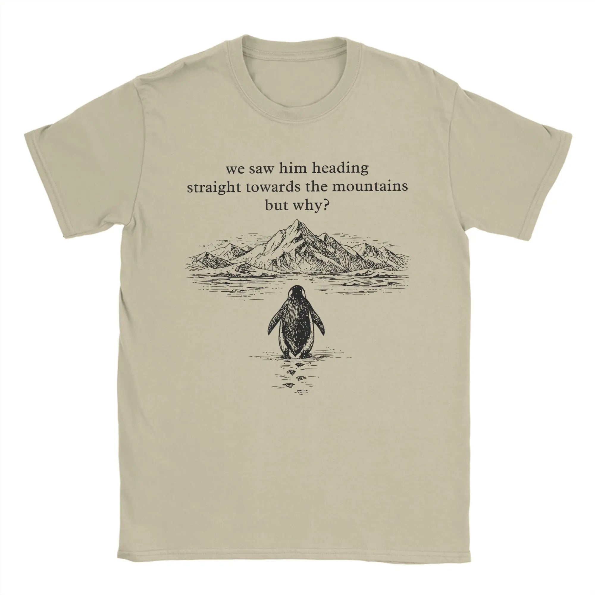 Nihilist Penguin But Why T-Shirts for Men  Casual Cotton Tee Shirt Round Collar Short Sleeve T Shirt Printing Clothing