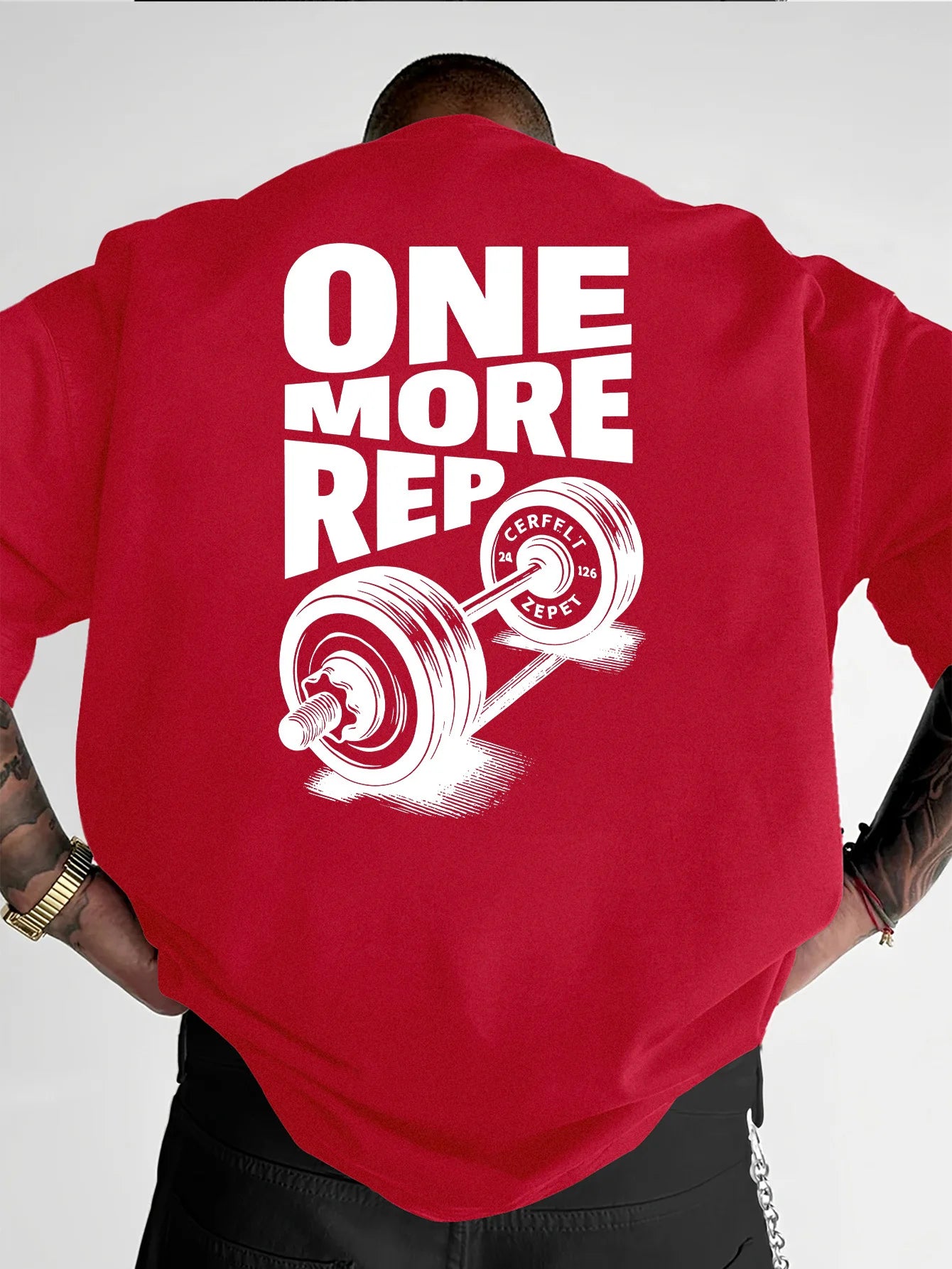 Men's T-Shirt Vintage Funny Gym Workout ONE MORE REP Weightlifting Women Streetwear Cotton Oversized Tees Short Sleeve Loose Top