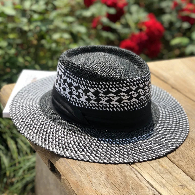 hats beach hat bohemian flat brim hat hand woven straw hat ladies summer vacation travel sun hat