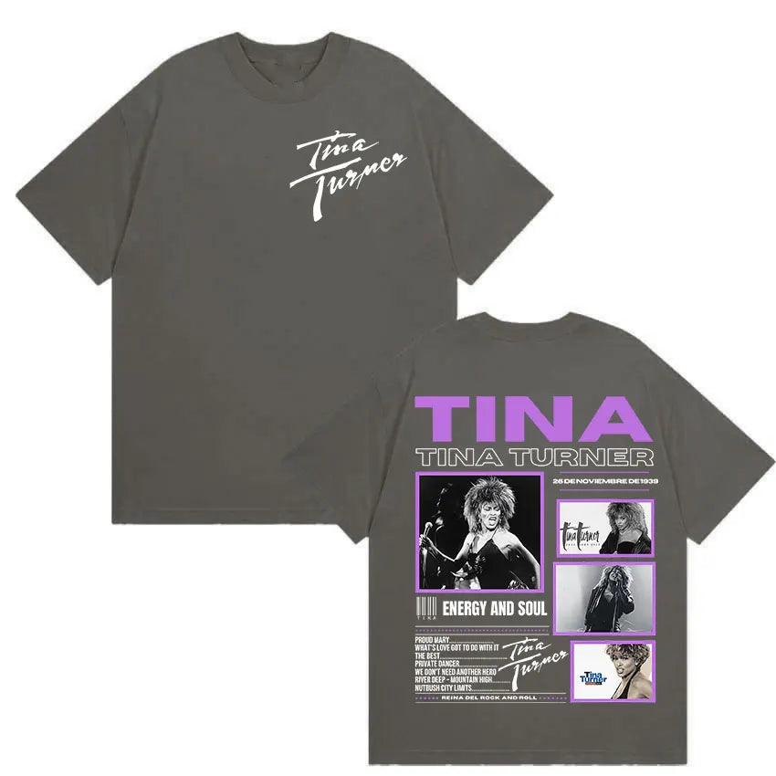 Rapper Tina Turner Tour Graphic T Shirt Men Vintage High Quality Fashion T-shirts Hip-hop Clothing Oversized T-shirt