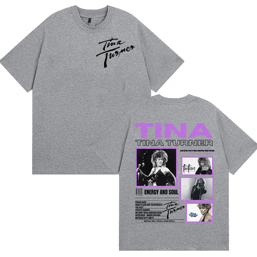 Rapper Tina Turner Tour Graphic T Shirt Men Vintage High Quality Fashion T-shirts Hip-hop Clothing Oversized T-shirt