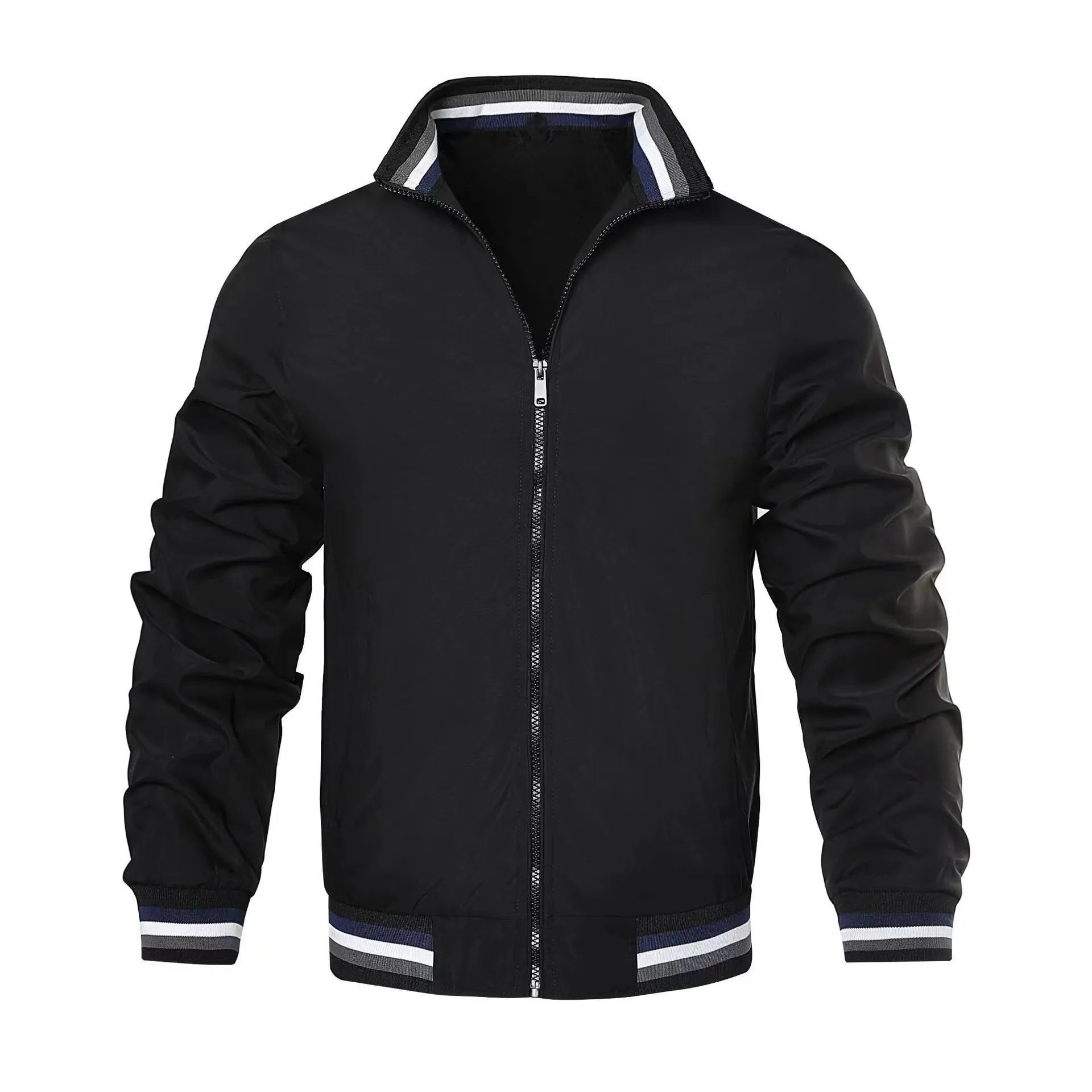 Casual Jackets for Men's Standing Collars for Spring and Autumn All-match Sports Solid Color Jackets for Cross-border Foreign