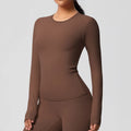 Women Yoga Shirts Long Sleeve Gym Sports Top Workout Running T-Shirts Exposed Navel Quick Dry Slim Fit Crop Top Women Tracksuits