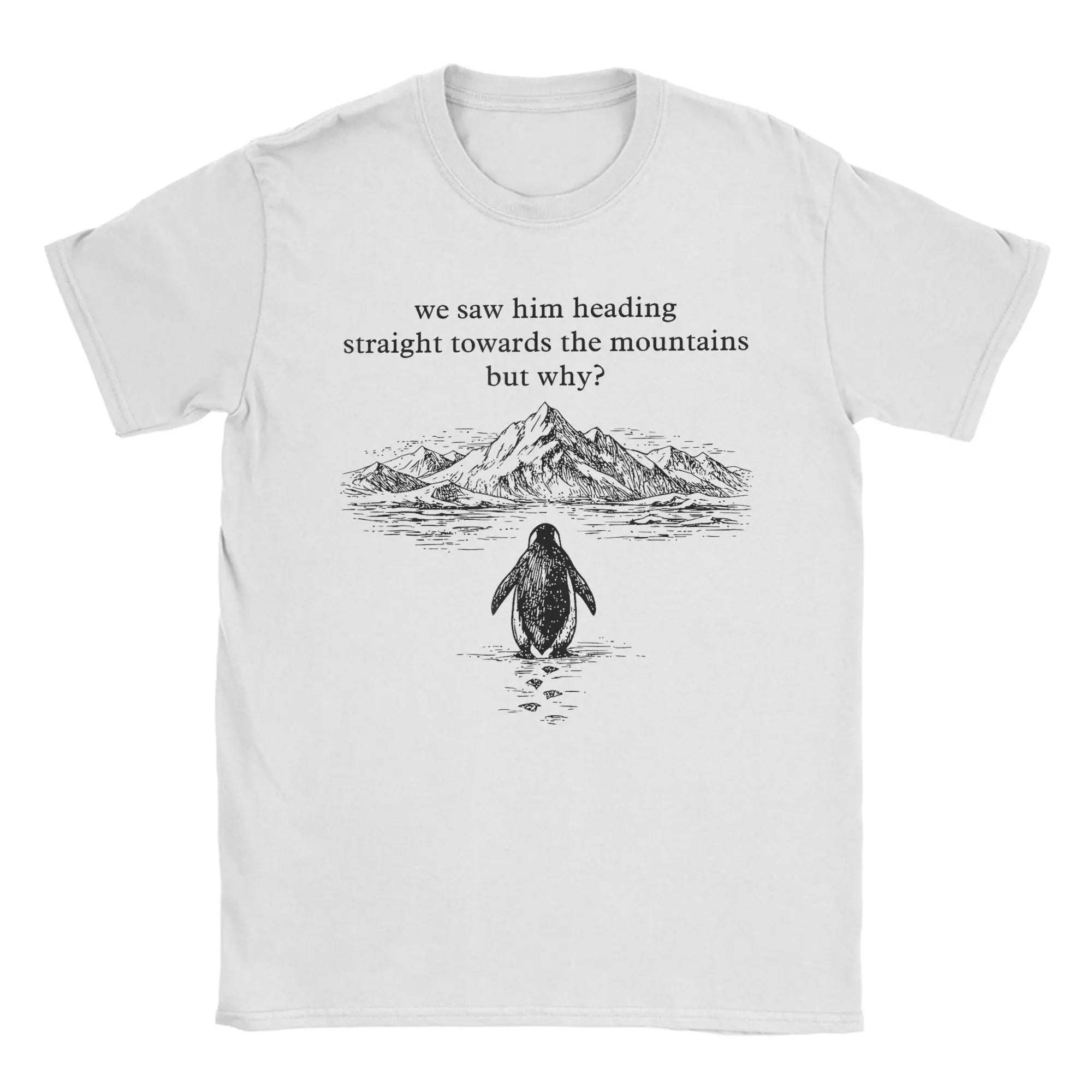 Nihilist Penguin But Why T-Shirts for Men  Casual Cotton Tee Shirt Round Collar Short Sleeve T Shirt Printing Clothing