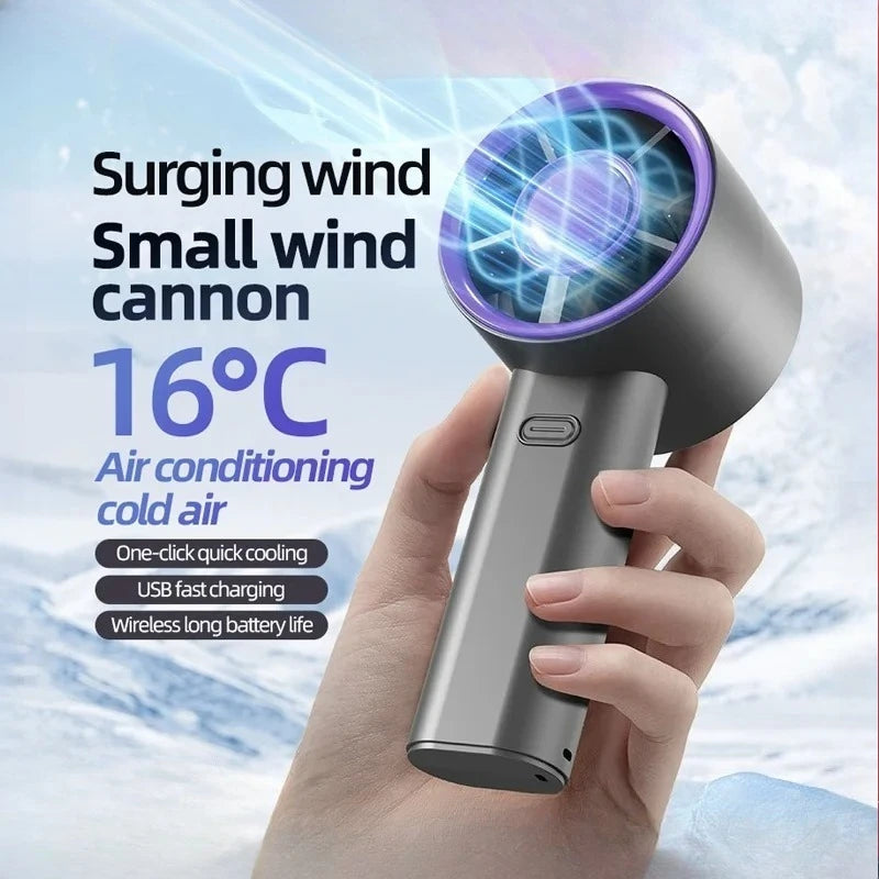 Mini Handheld Fan With Power Display 100 Wind Speeds  Personal Highspeed Fan Rechargeable Mute Handheld Fan Air Calculating Fan