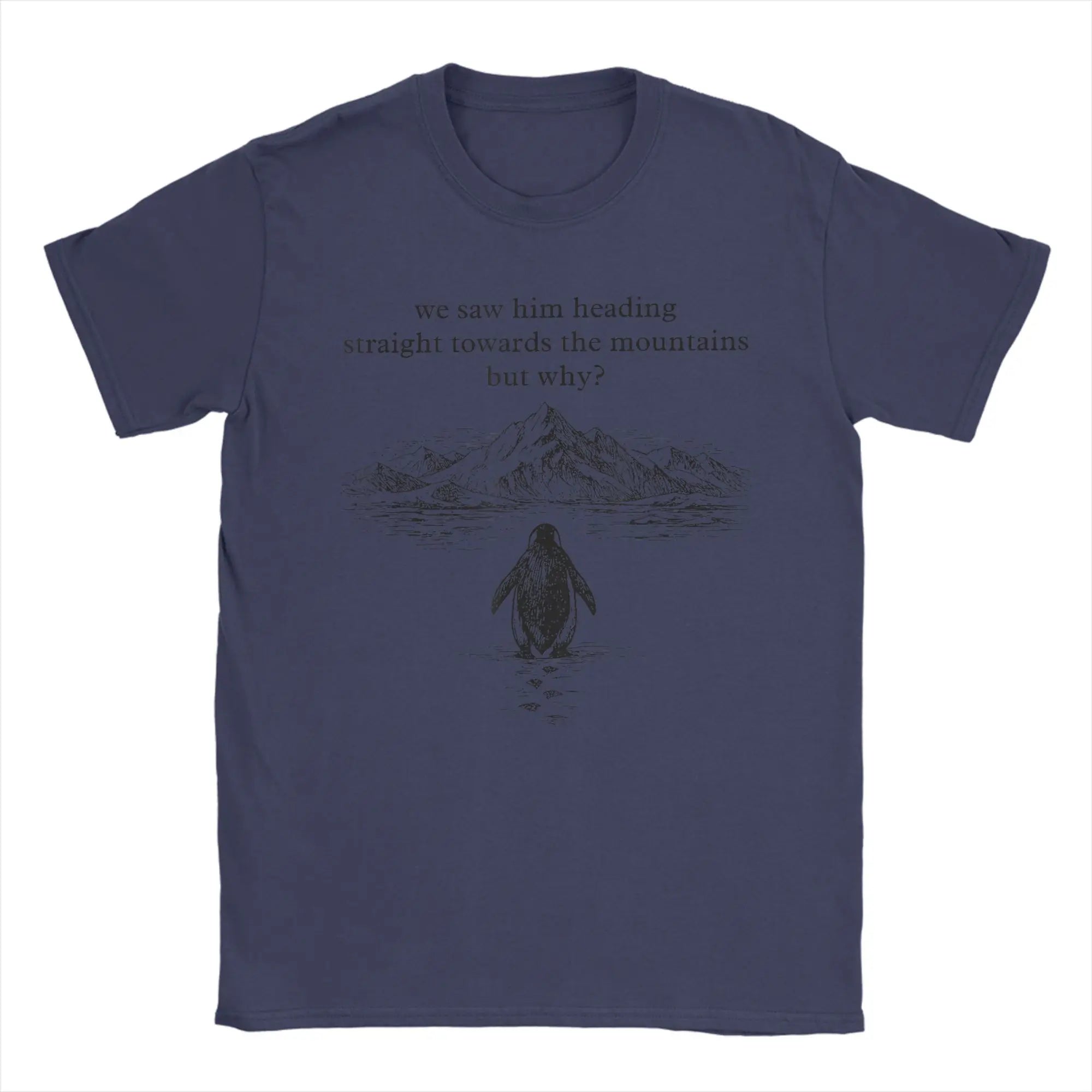 Nihilist Penguin But Why T-Shirts for Men  Casual Cotton Tee Shirt Round Collar Short Sleeve T Shirt Printing Clothing