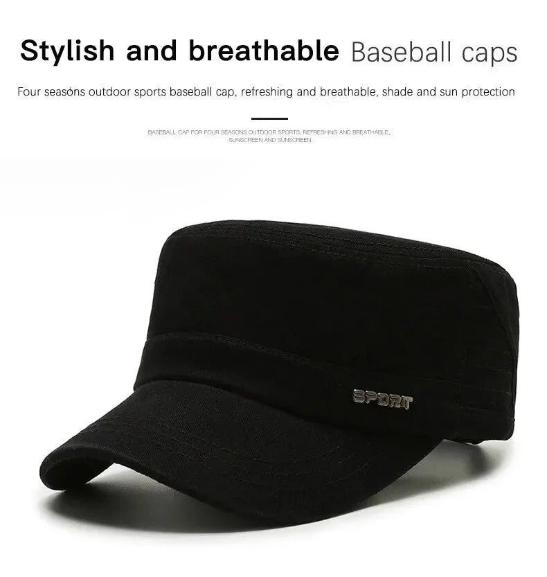 Hat Men's Flat Military Hat Is Simple And Versatile, Middle-Aged Hat Spring And Autumn Duck Tongue Casual Fashion New Style